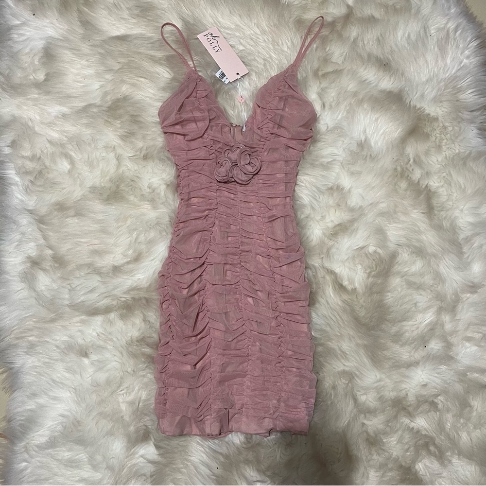 New oh Polly ruched rosette dress size US 6